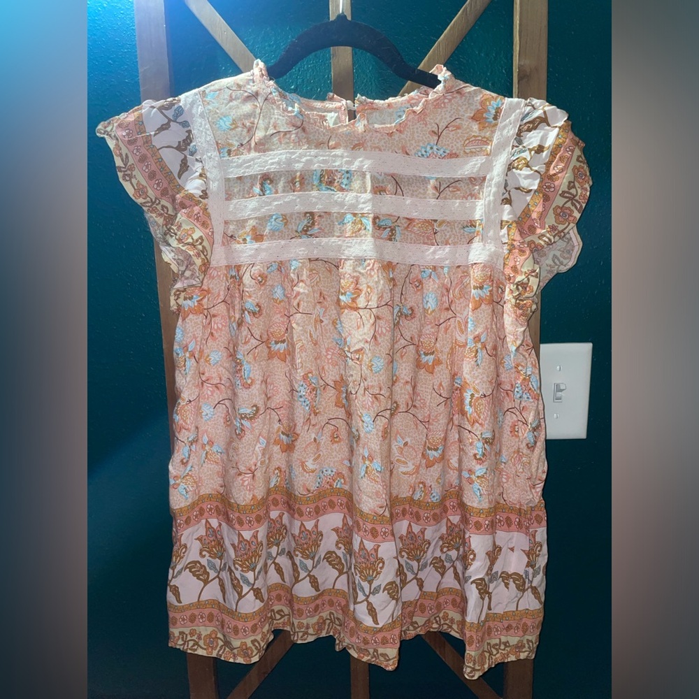 Floral Ruffle Sleeve Top
